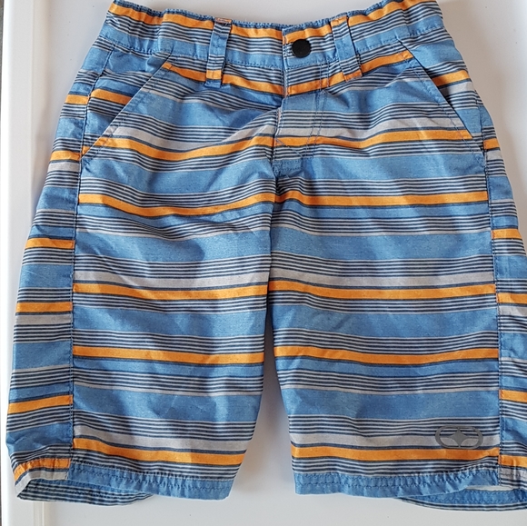 Boys Blue Orange Striped Board Short - Picture 1 of 3